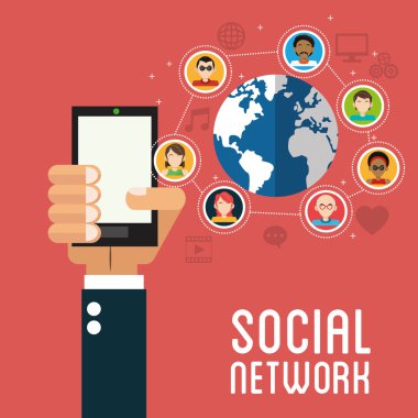 Sosyal Medya tasarım. Gadget'ı simgesi. Multimedya illüstrasyon