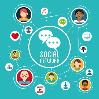 Sosyal Medya tasarım. Gadget'ı simgesi. Multimedya illüstrasyon