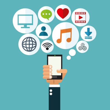 Sosyal Medya tasarım. Gadget'ı simgesi. Multimedya illüstrasyon