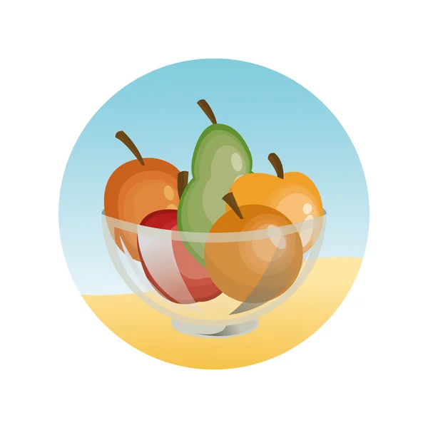 Fruchtdesign. Schüsselsymbol. farbige Abbildung, Vektorgrafik — Stockvektor