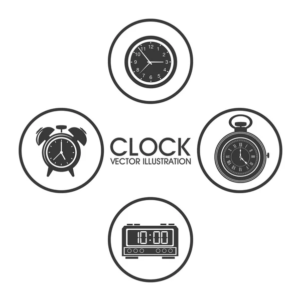 Desenho do relógio. ícone de tempo. ilustração plana, gráfico vetorial — Vetor de Stock
