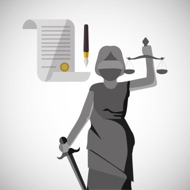 Hukuk kavramı. Adalet simgesi. Renkli simge, düzenlenebilir vektör