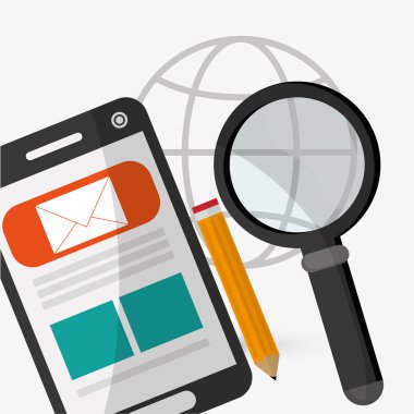 Dijital Pazarlama tasarım.İletişim ve e-ticaret. Renkli, vektör