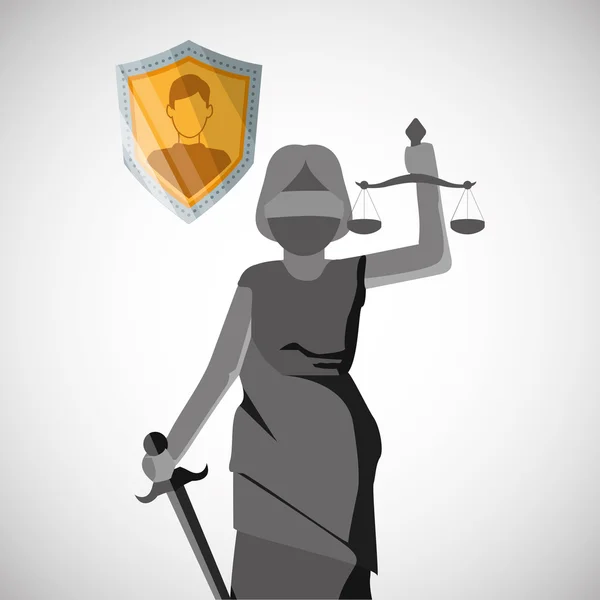 Zákon pojem. Ikona spravedlnost. Barevné ikony, upravitelné vektorové — Stockový vektor