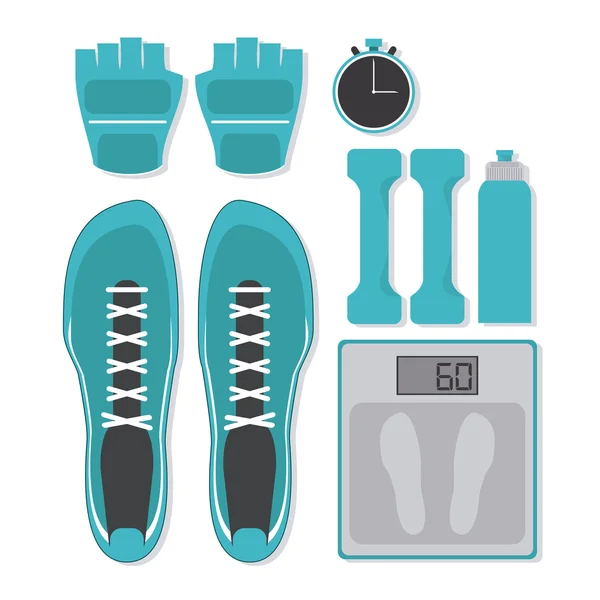 Diseño de fitness. Icono del gimnasio. Ilustración plana, gráfico vectorial deportivo — Vector de stock