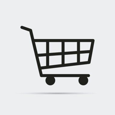 Alışveriş sepeti tasarım. Ticaret ve depo simgesi, grafik vektör