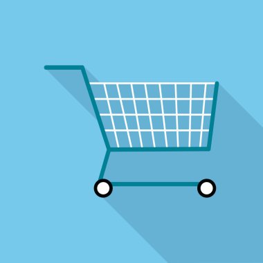 Alışveriş sepeti tasarım. Ticaret ve depo simgesi, grafik vektör