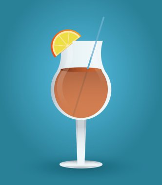 Düz tasarım tarzıkokteyl içecek simgesi, Alkol İçecek. Vektör çizimi