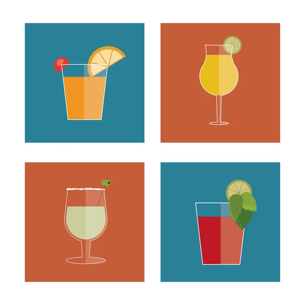 Cocktail drink icon in flat design style, Alcohol Beverage. Vector illustration — Stock Vector