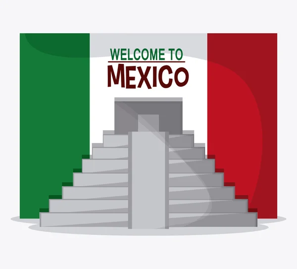 Iconos de la cultura de México en estilo de diseño plano, ilustración vectorial — Archivo Imágenes Vectoriales
