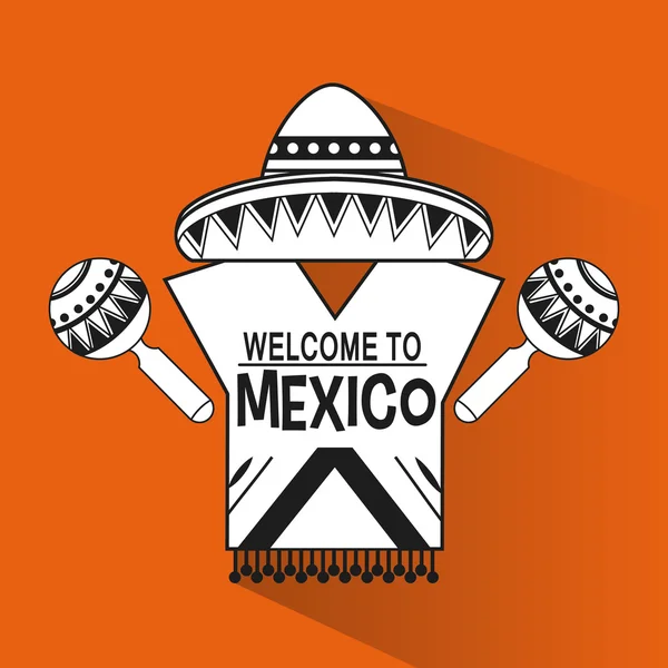 Messico icone della cultura in stile flat design, illustrazione vettoriale — Vettoriale Stock