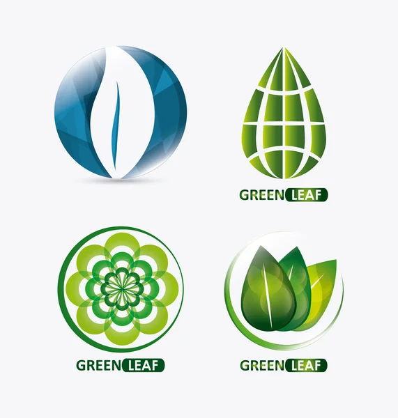 Conjunto de diseño de niveles verdes. icono de la naturaleza. Fondo blanco, vector gráfico — Vector de stock