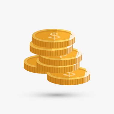 Para tasarım. Mali madde simgesi. Beyaz arka plan, izole esnaf