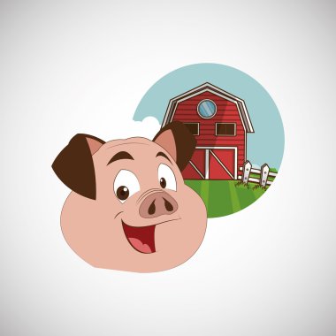 Hayvan tasarımı. domuz simgesi. İzole illüstrasyon, beyaz arka plan