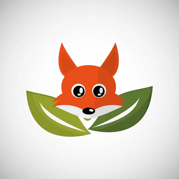 Diseño animal. Icono Fox. Ilustración aislada, fondo blanco — Vector de stock