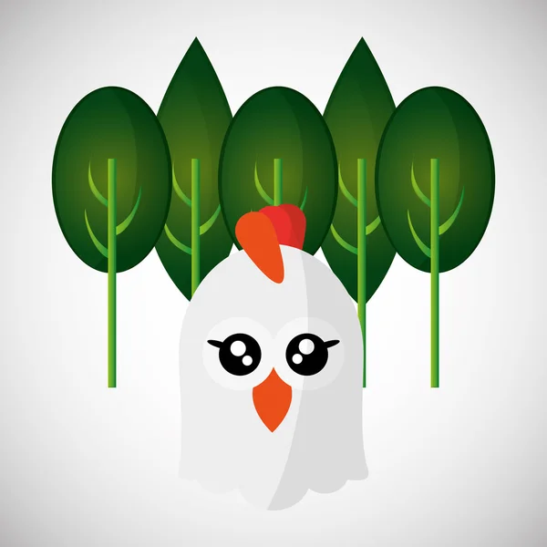 Diseño animal. icono de pollo. Ilustración aislada, fondo blanco — Archivo Imágenes Vectoriales