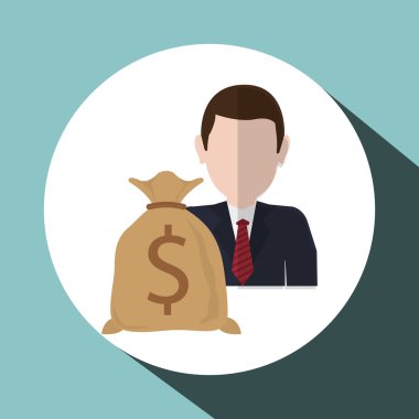 Finansal madde tasarımı. işadamı simgesi. Düz illüstrasyon, ct