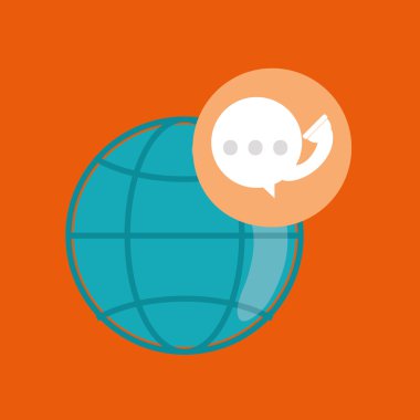 Merkezi tasarım ara. Küresel iletişim. Düz illüstrasyon,