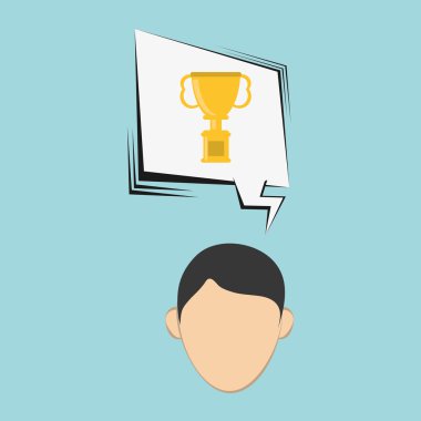 Başarı tasarım. Kazanan simgesi. Düz illüstrasyon, vektör grafiği