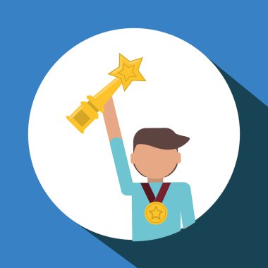 Başarı tasarım. Kazanan simgesi. Düz illüstrasyon, vektör grafiği