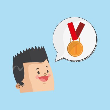 Başarı tasarım. Kazanan simgesi. Düz illüstrasyon, vektör grafiği