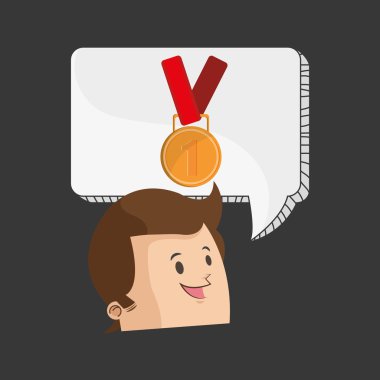 Başarı tasarım. Kazanan simgesi. Düz illüstrasyon, vektör grafiği