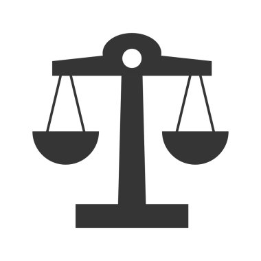Hukuk tasarım. denge simgesi. Düz ve izole illüstrasyon