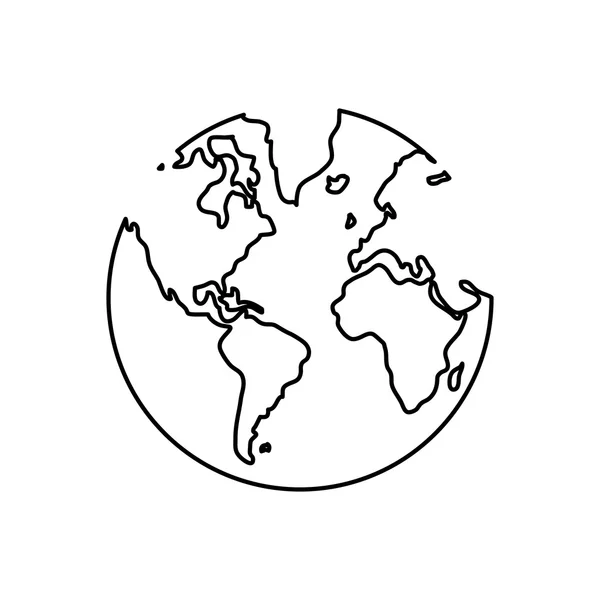 黒い線の地球の球体、白い背景の上にベクトルイラスト — ストックベクタ