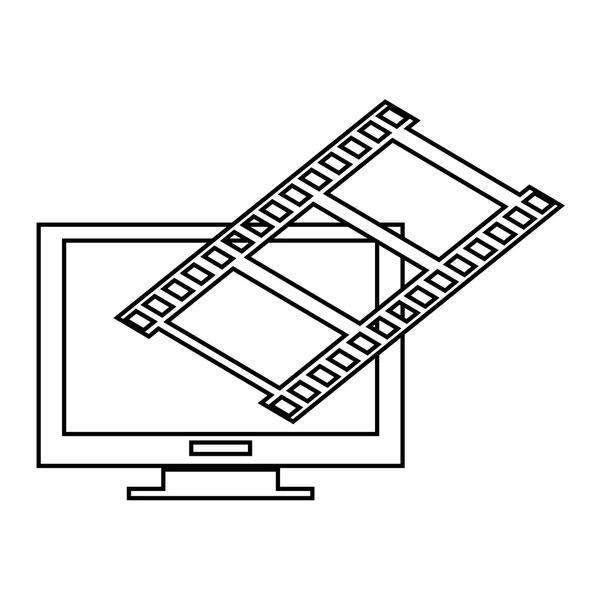 Computer monitor and film roll , Vector illustration over white background — Stock Vector