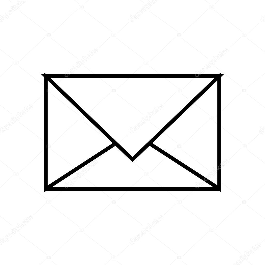 Preto simples do envelope sobre o fundo branco — Vetores de Stock