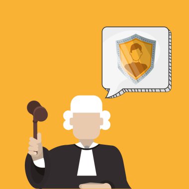 Hukuk tasarım. Adalet simgesi. Düz illüstrasyon, vektör grafiği