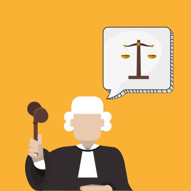 Hukuk tasarım. Adalet simgesi. Düz illüstrasyon, vektör grafiği