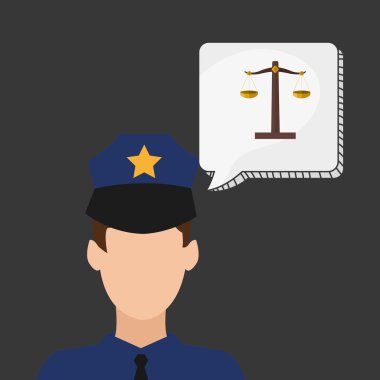 Hukuk tasarım. Adalet simgesi. Düz illüstrasyon, vektör grafiği