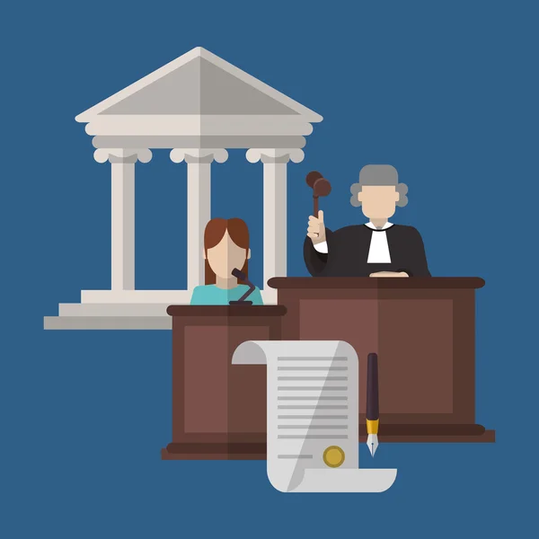 Diseño de leyes. Icono de justicia. Ilustración plana, gráfico vectorial — Vector de stock