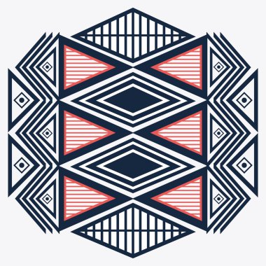 Kabile tasarımı. mavi ve kırmızı soyut şekil. vektör grafiği