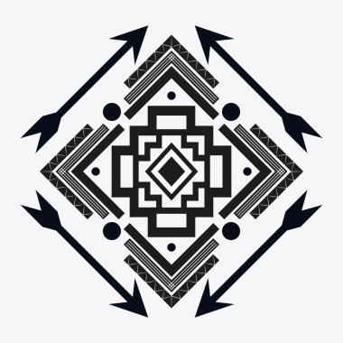 Aşiret tasarım. siyah ve beyaz soyut resim. vektör grafiği