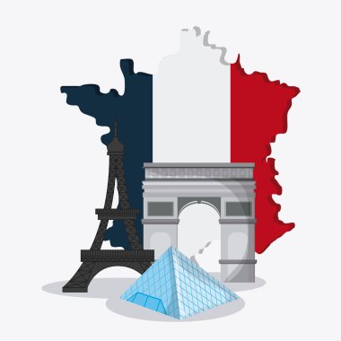 Fransa tasarım. Eiffel tower landmark. vektör grafiği