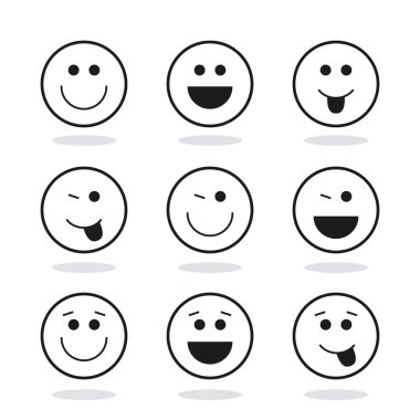 Yüz tasarım. Çizgi film simgesi. Beyaz arka plan