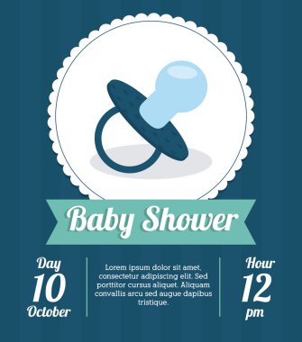 Duş tasarım bebeğim. emzik simgesi. Mavi illüstrasyon, vektör g