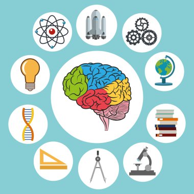 Bilim tasarım. Derma illüstrasyon. Beyin simgesi