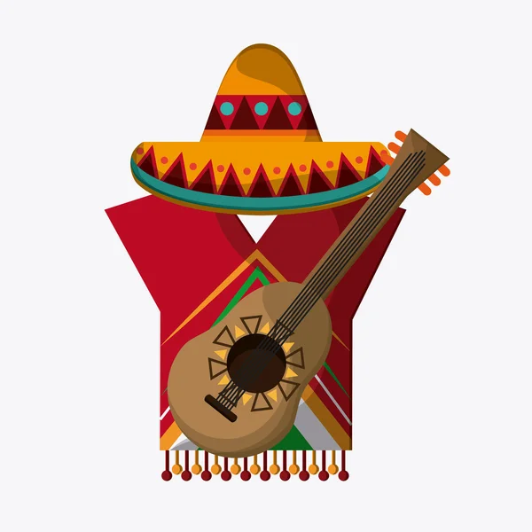 Desenho México. Ícone cultural. Ilustração colorida, entalhe vetorial —  Vetores de Stock