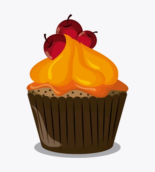 Dekorierte Cupcake. Süßes Symbol. Vektorgrafik — Stockvektor