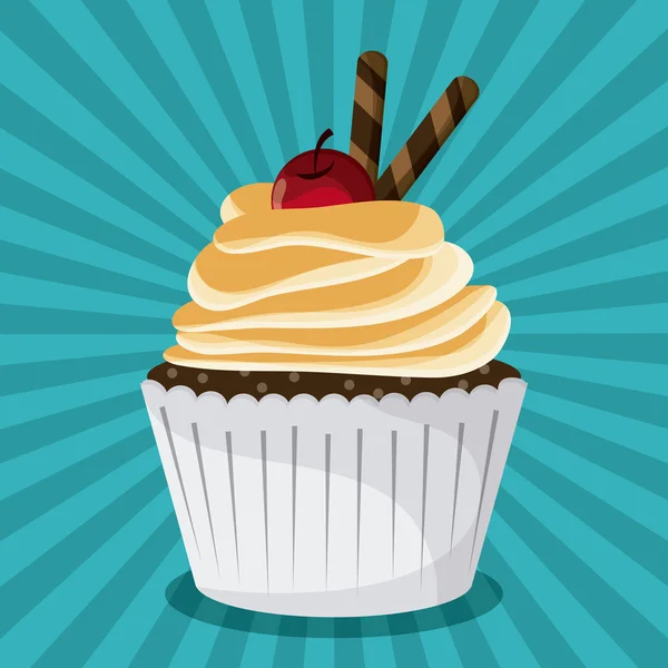 Cupcake decorado. Bonito icono. gráfico vectorial — Vector de stock