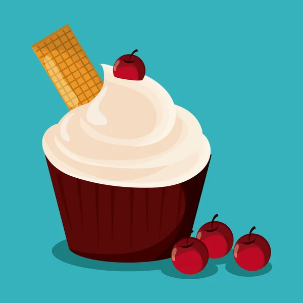 Cupcake decorado. Bonito icono. gráfico vectorial — Vector de stock