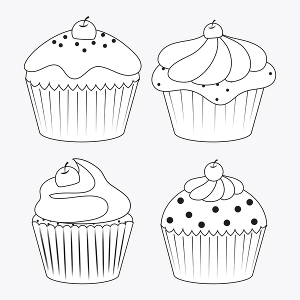 Decorated Cupcake. Sweet icon. vector graphic — Stock Vector