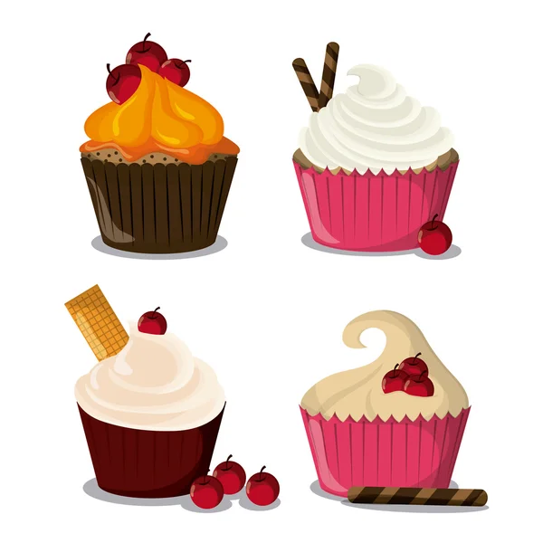 Cupcake decorado. Bonito icono. gráfico vectorial — Vector de stock