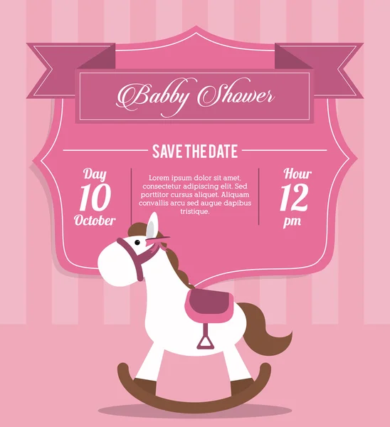 Diseño de Baby Shower. icono del caballo. ilustración rosa, grap vectorial — Vector de stock