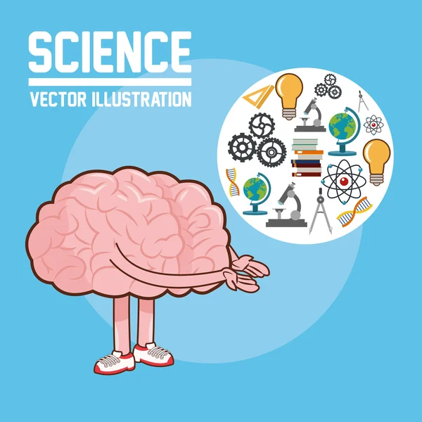 Wissenschaftsdesign. Bunte Illustration. Gehirn-Symbol — Stockvektor