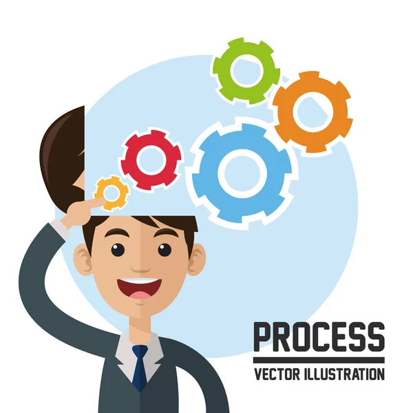 Diseño de procesos. Ilustración colorida. Icono de dibujos animados — Vector de stock