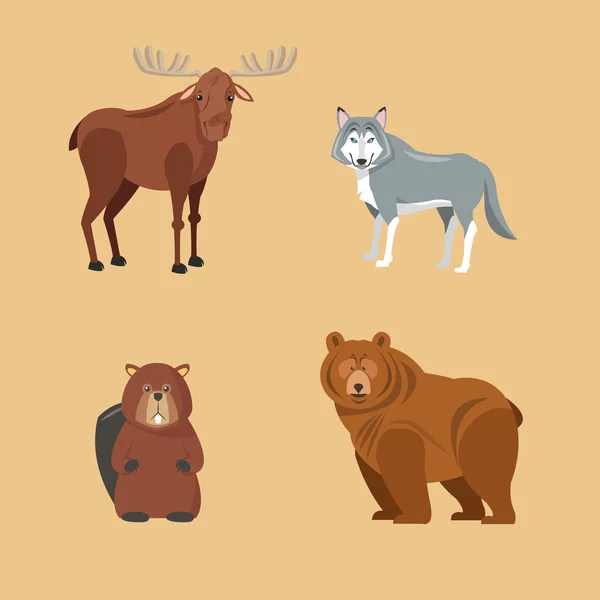 Orman hayvanları. karikatür tasarım. Derma illüstrasyon — Stok Vektör